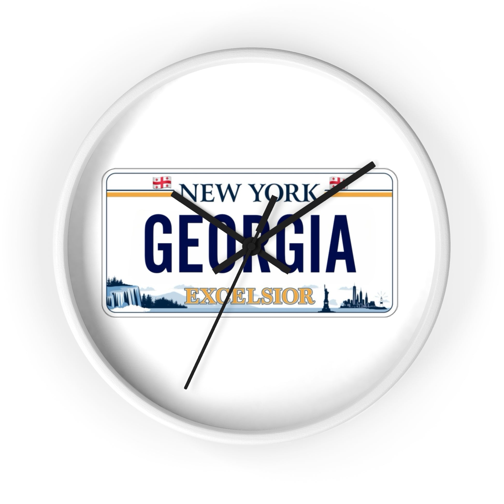 New York Georgia License Plate Wall Clock