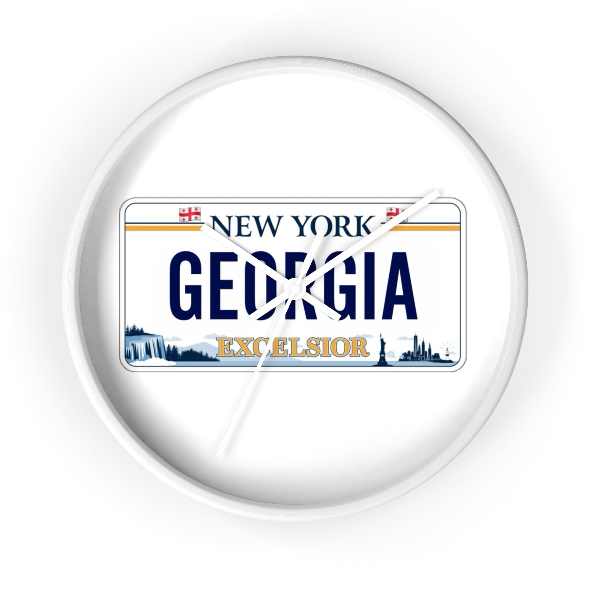 New York Georgia License Plate Wall Clock
