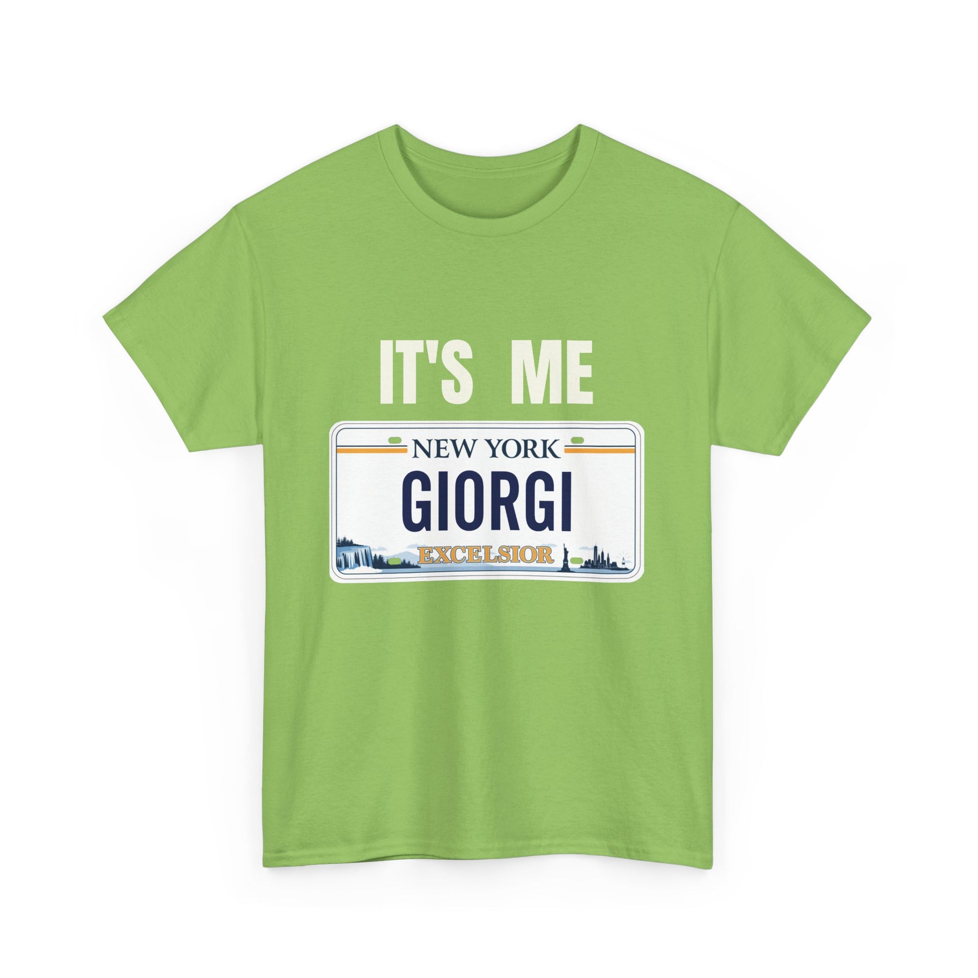 Personalized NY License Plate Tee - It's Me Giorgi Unisex Heavy Cotton T-Shirt