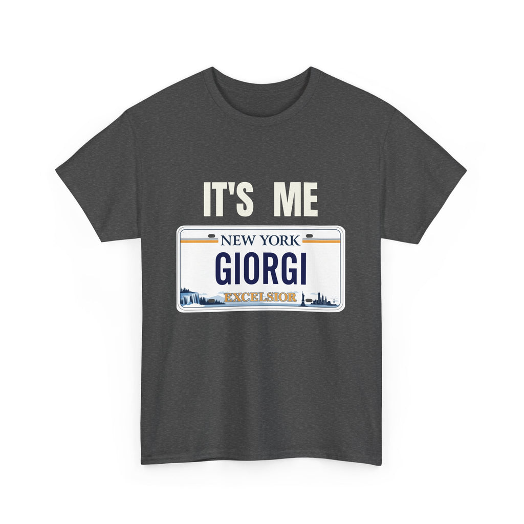 Personalized NY License Plate Tee - It's Me Giorgi Unisex Heavy Cotton T-Shirt
