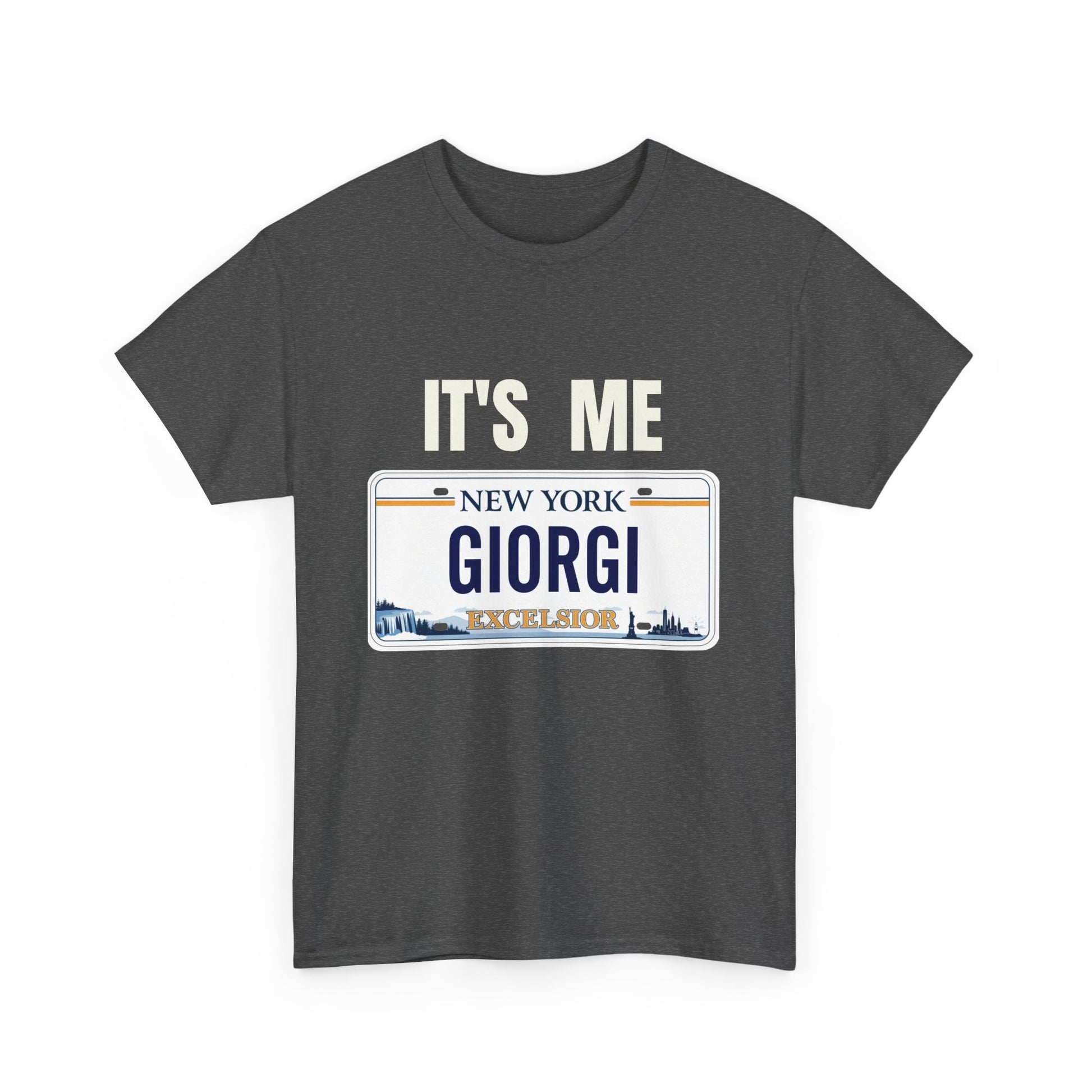 Personalized NY License Plate Tee - It's Me Giorgi Unisex Heavy Cotton T-Shirt