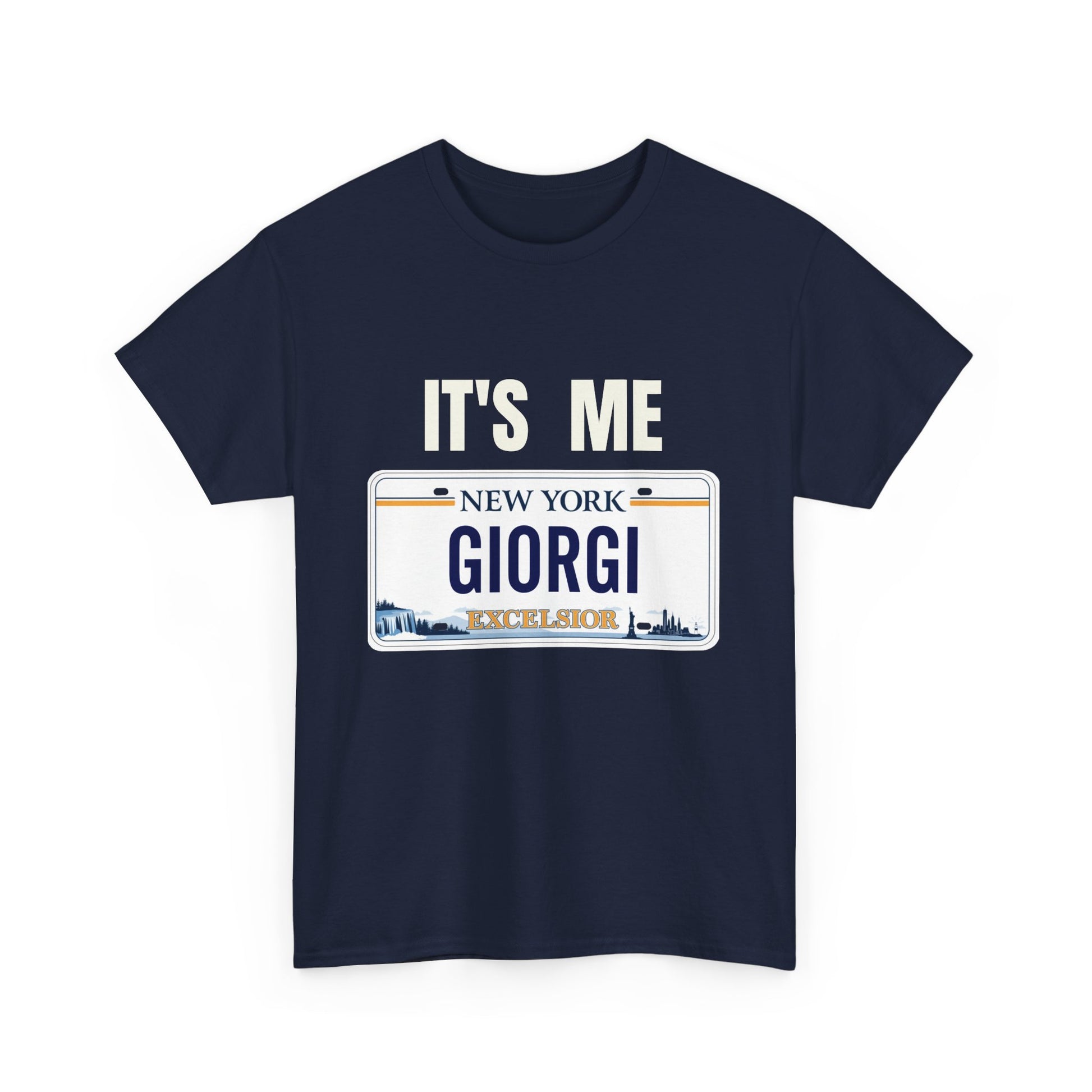 Personalized NY License Plate Tee - It's Me Giorgi Unisex Heavy Cotton T-Shirt