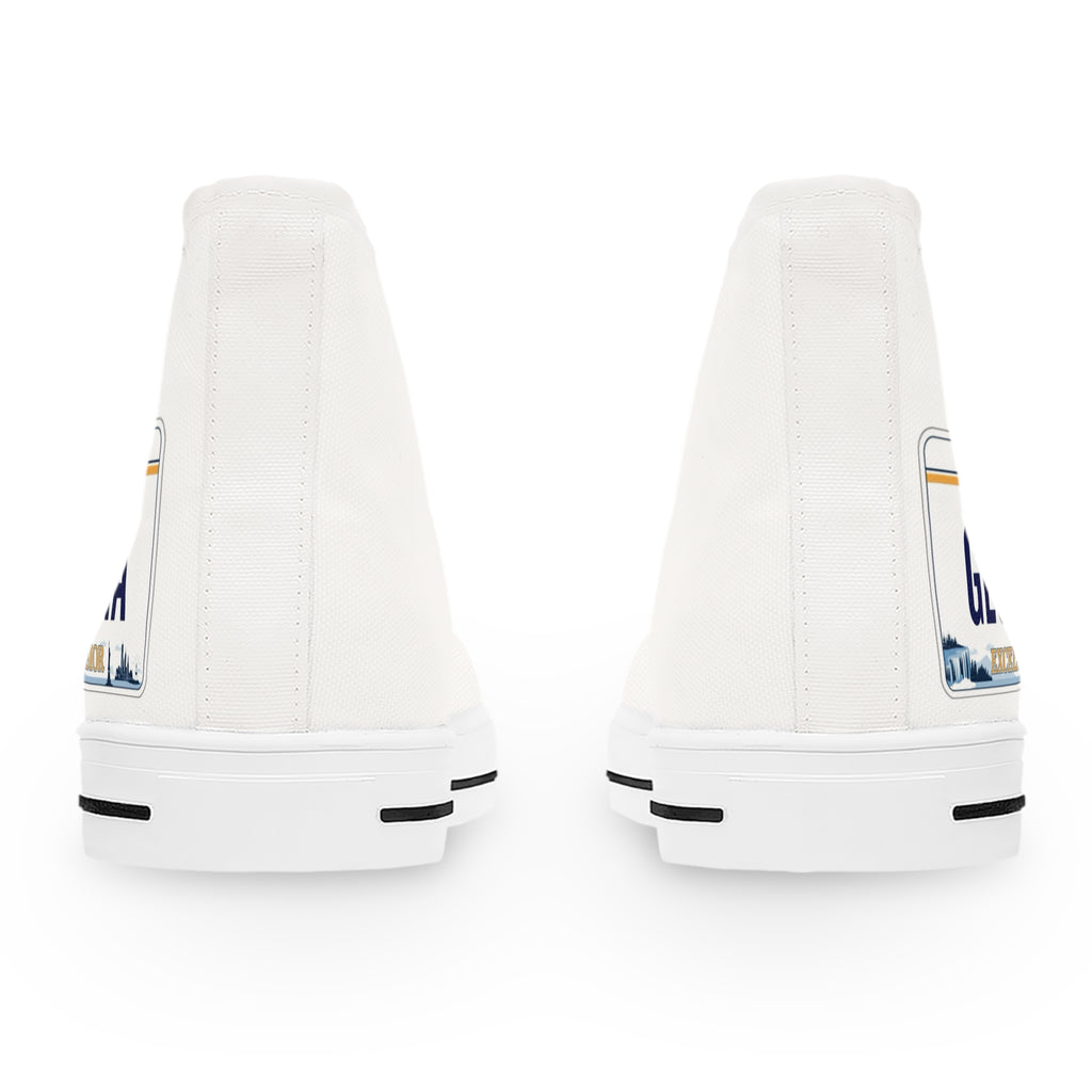 Stylish Women's High Top Sneakers with Georgia Plate Design, Trendy Casual Footwear, Unique Gift for Her, Travel Enthusiast Shoes, Fun [...]