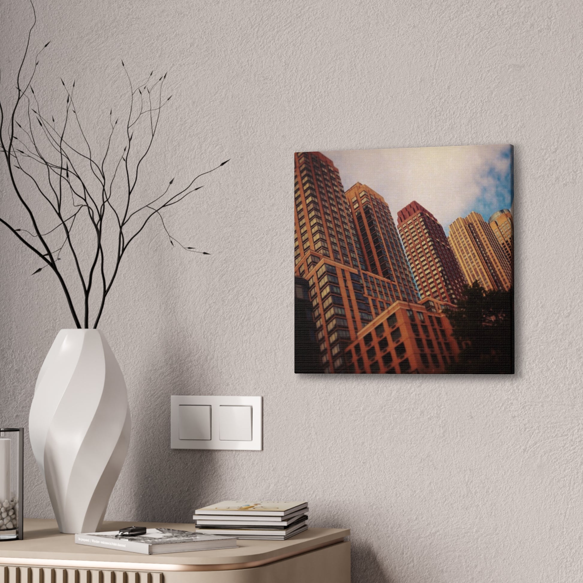 Urban Skyline Canvas Art, Modern Wall Decor for Home, Apartment, Office Decor, Gift for Housewarming, Cityscape Wall Art