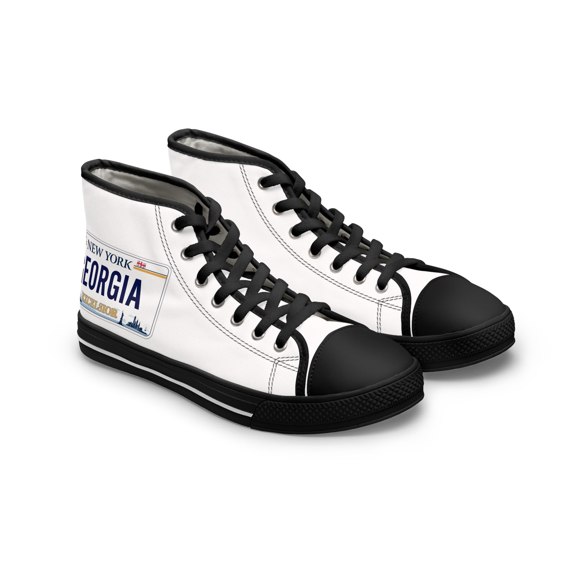 Stylish Women's High Top Sneakers with Georgia Plate Design, Trendy Casual Footwear, Unique Gift for Her, Travel Enthusiast Shoes, Fun [...]