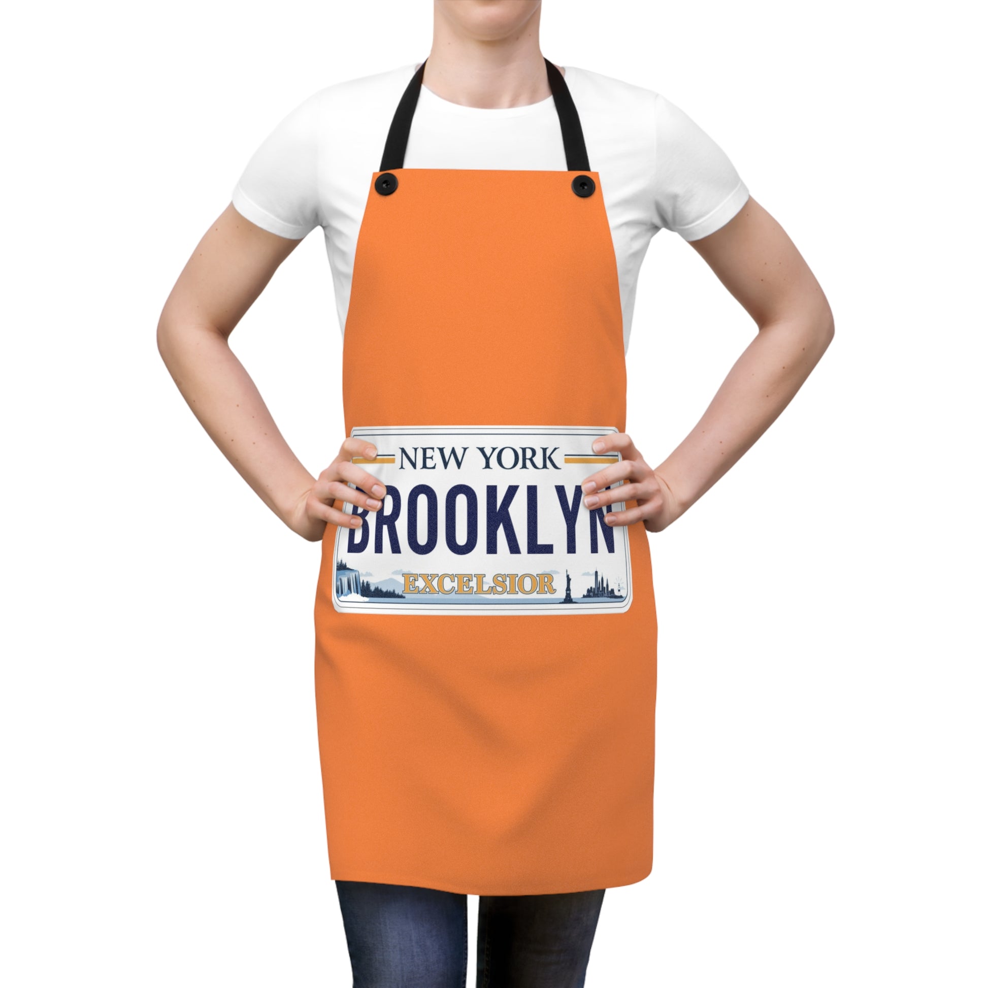 Brooklyn Orange Apron, Fun Kitchenware for Home Chefs, Gift for Foodies, Cooking Enthusiasts, BBQ Lovers, Unique Hostess Gift