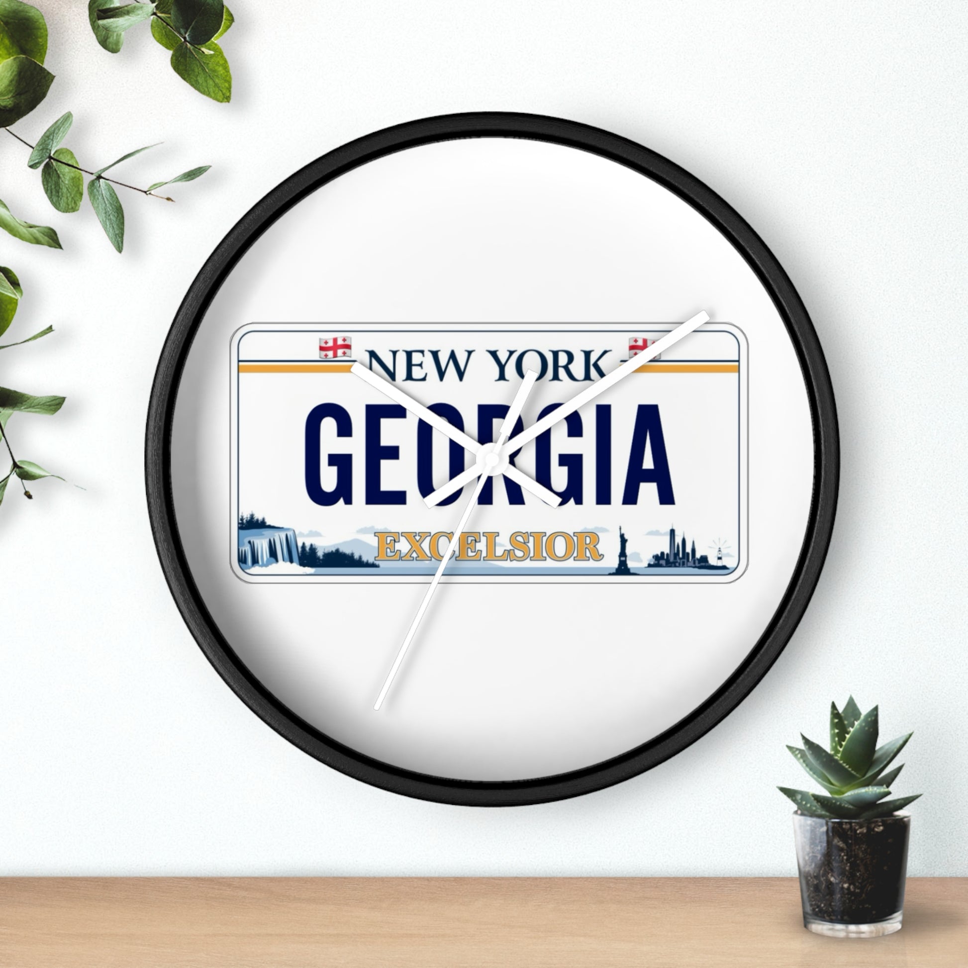 New York Georgia License Plate Wall Clock