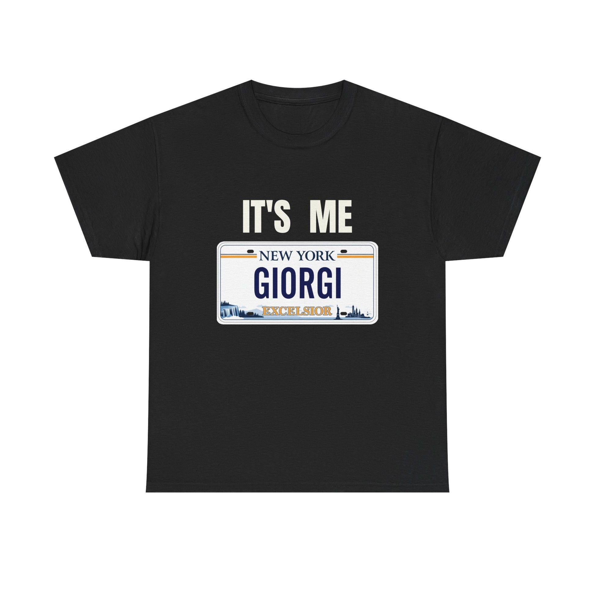 Personalized NY License Plate Tee - It's Me Giorgi Unisex Heavy Cotton T-Shirt