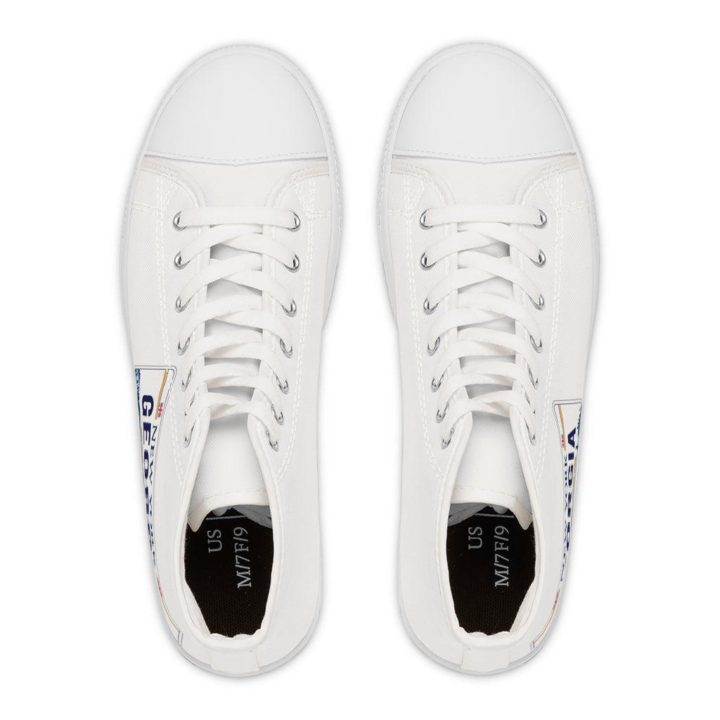 Stylish Women's High Top Sneakers with Georgia Plate Design, Trendy Casual Footwear, Unique Gift for Her, Travel Enthusiast Shoes, Fun [...]