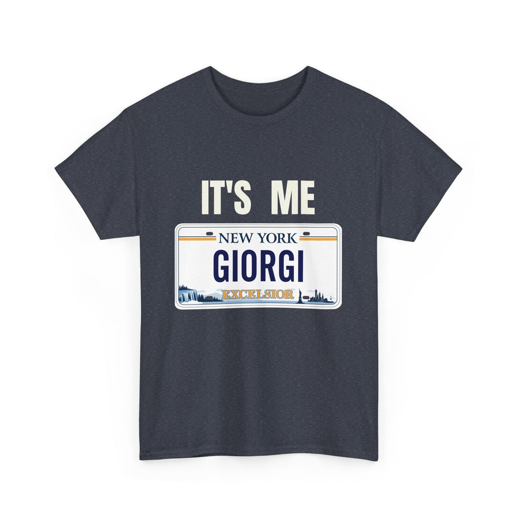 Personalized NY License Plate Tee - It's Me Giorgi Unisex Heavy Cotton T-Shirt