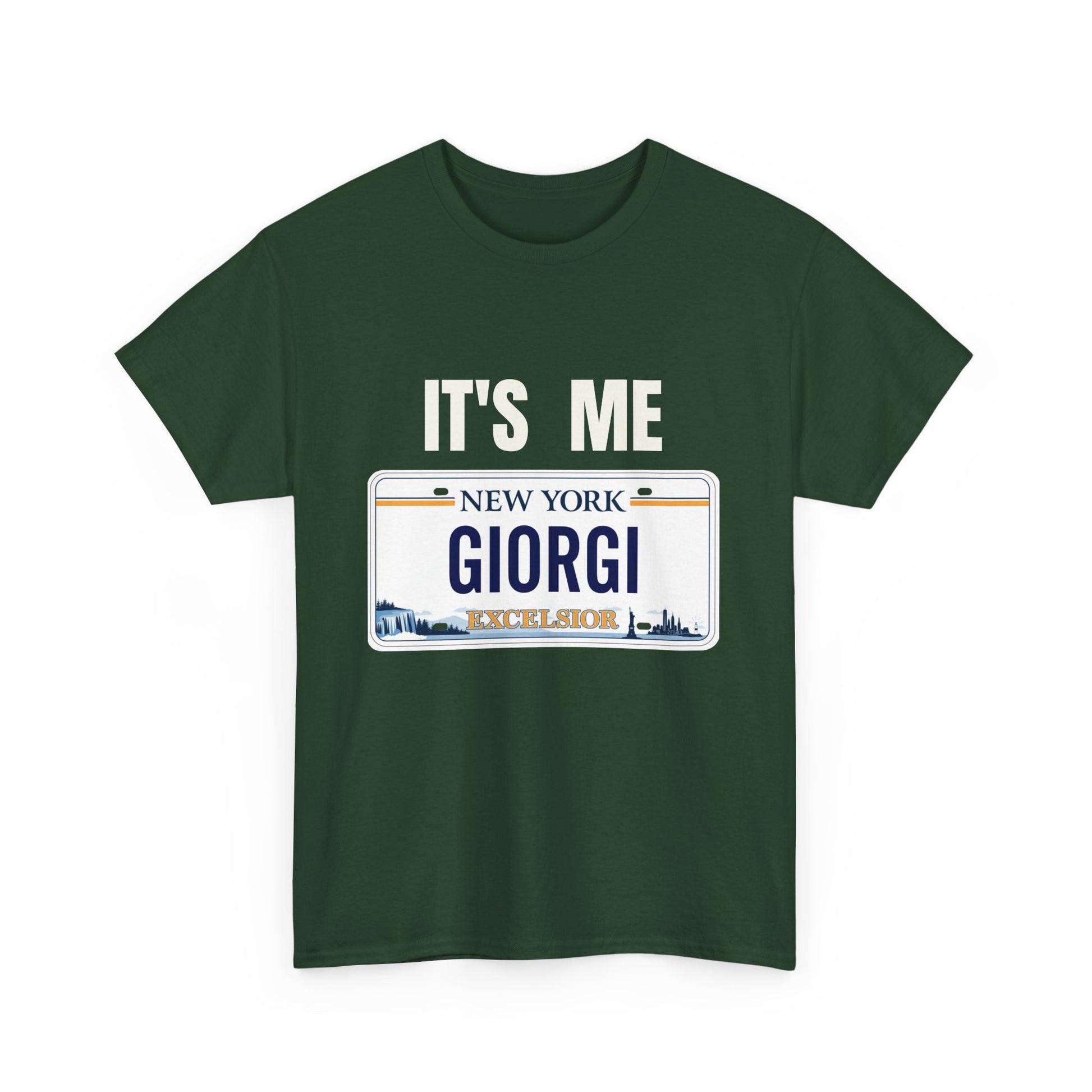Personalized NY License Plate Tee - It's Me Giorgi Unisex Heavy Cotton T-Shirt