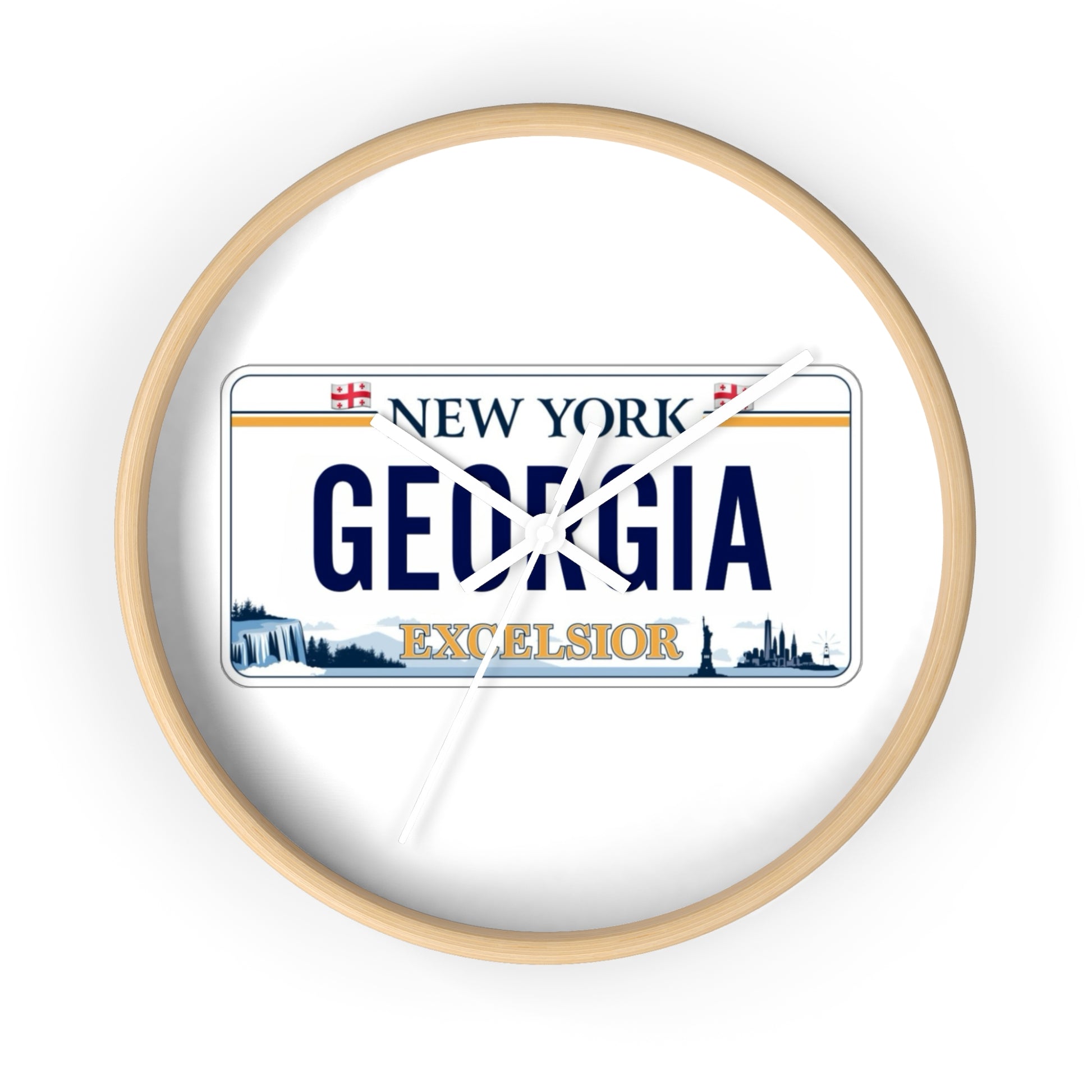 New York Georgia License Plate Wall Clock