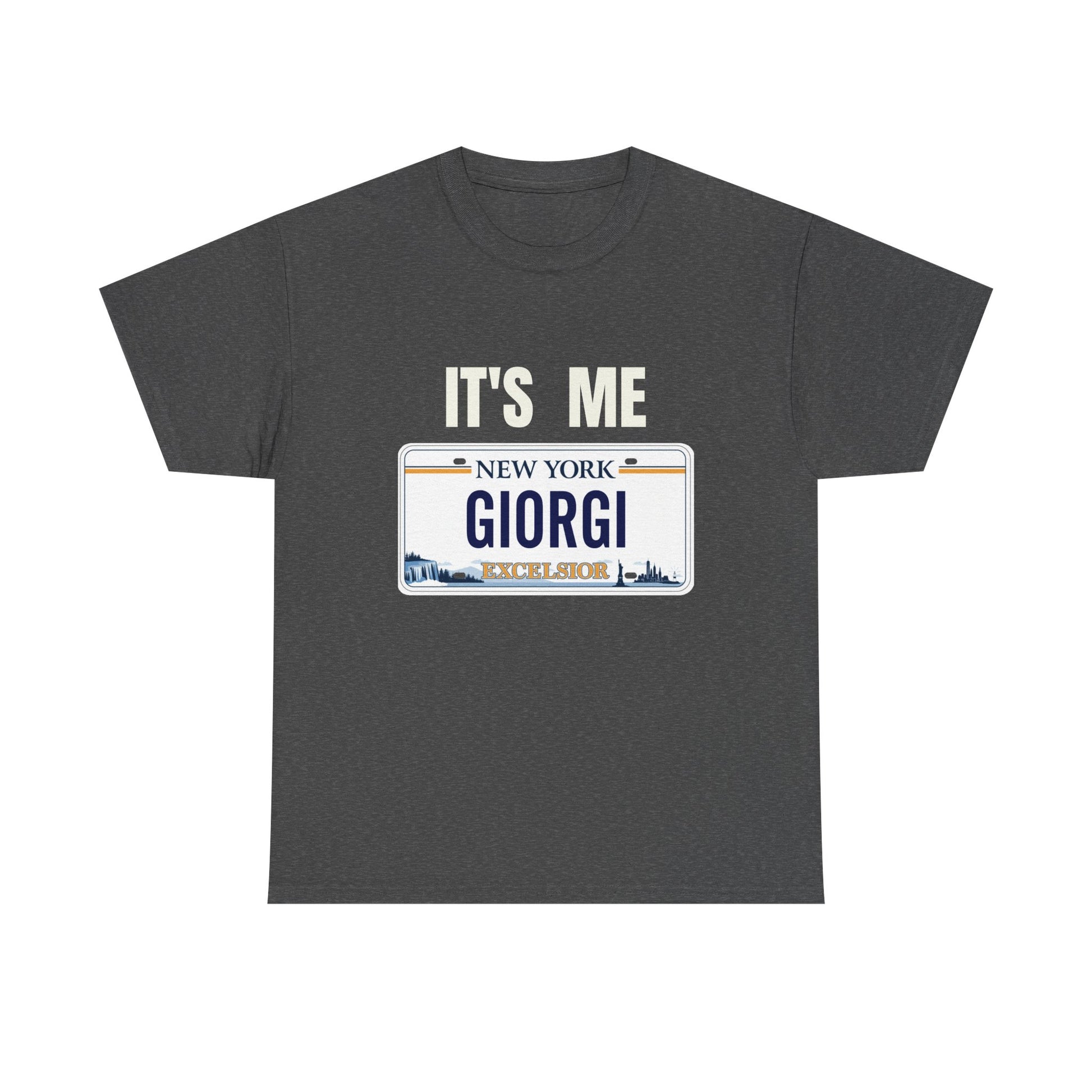 Personalized NY License Plate Tee - It's Me Giorgi Unisex Heavy Cotton T-Shirt