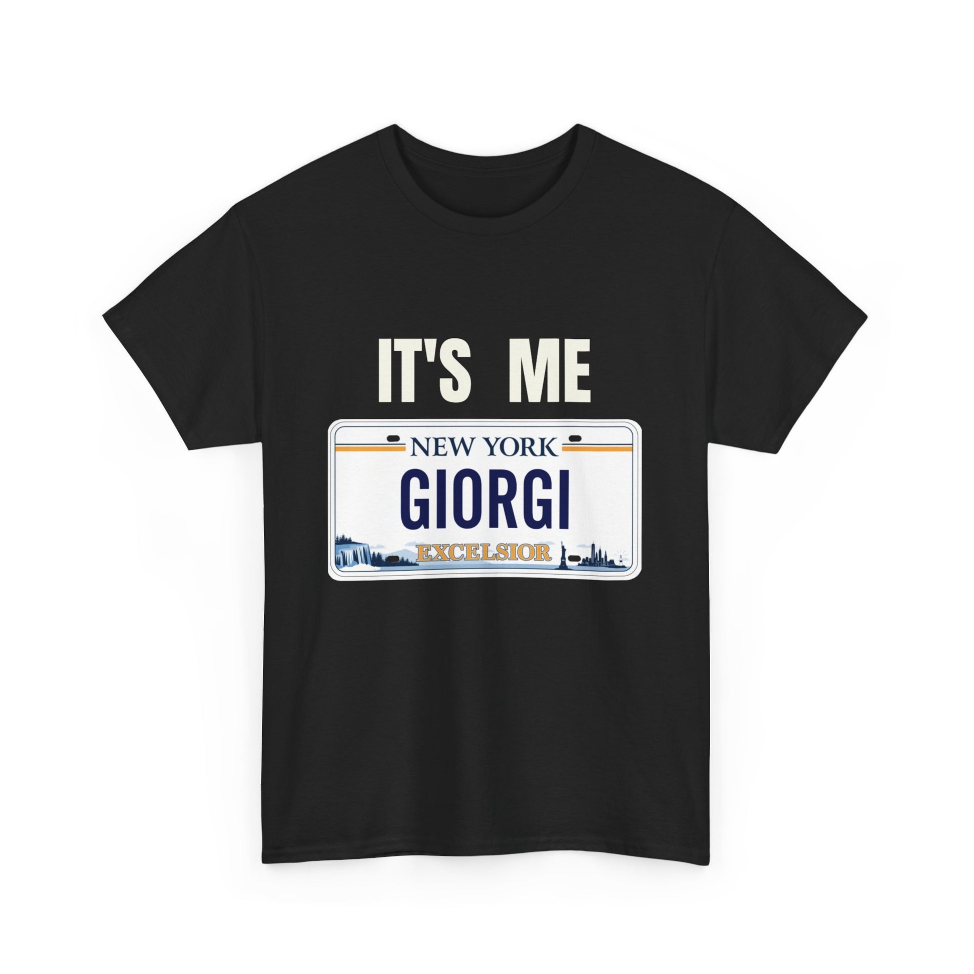 Personalized NY License Plate Tee - It's Me Giorgi Unisex Heavy Cotton T-Shirt