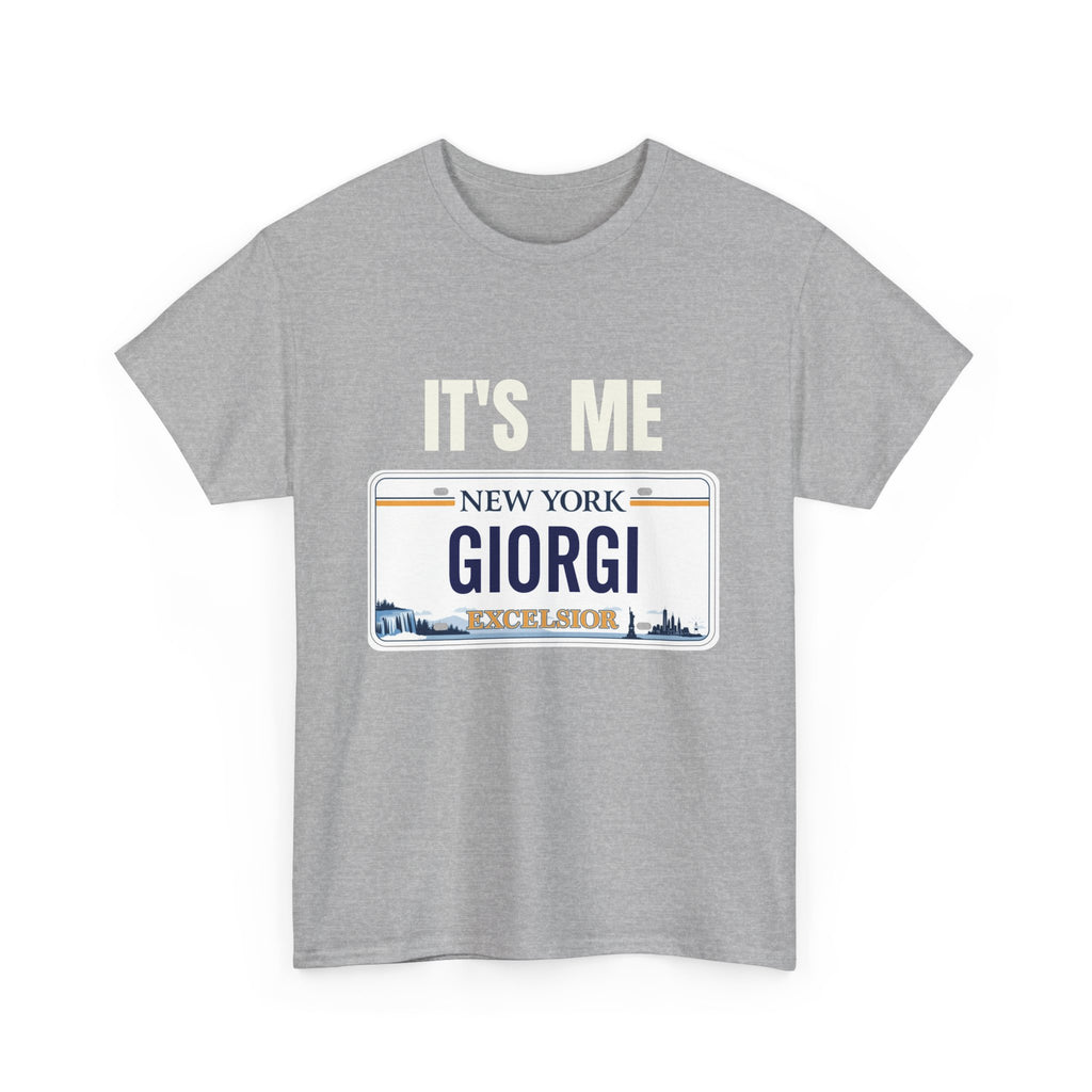 Personalized NY License Plate Tee - It's Me Giorgi Unisex Heavy Cotton T-Shirt