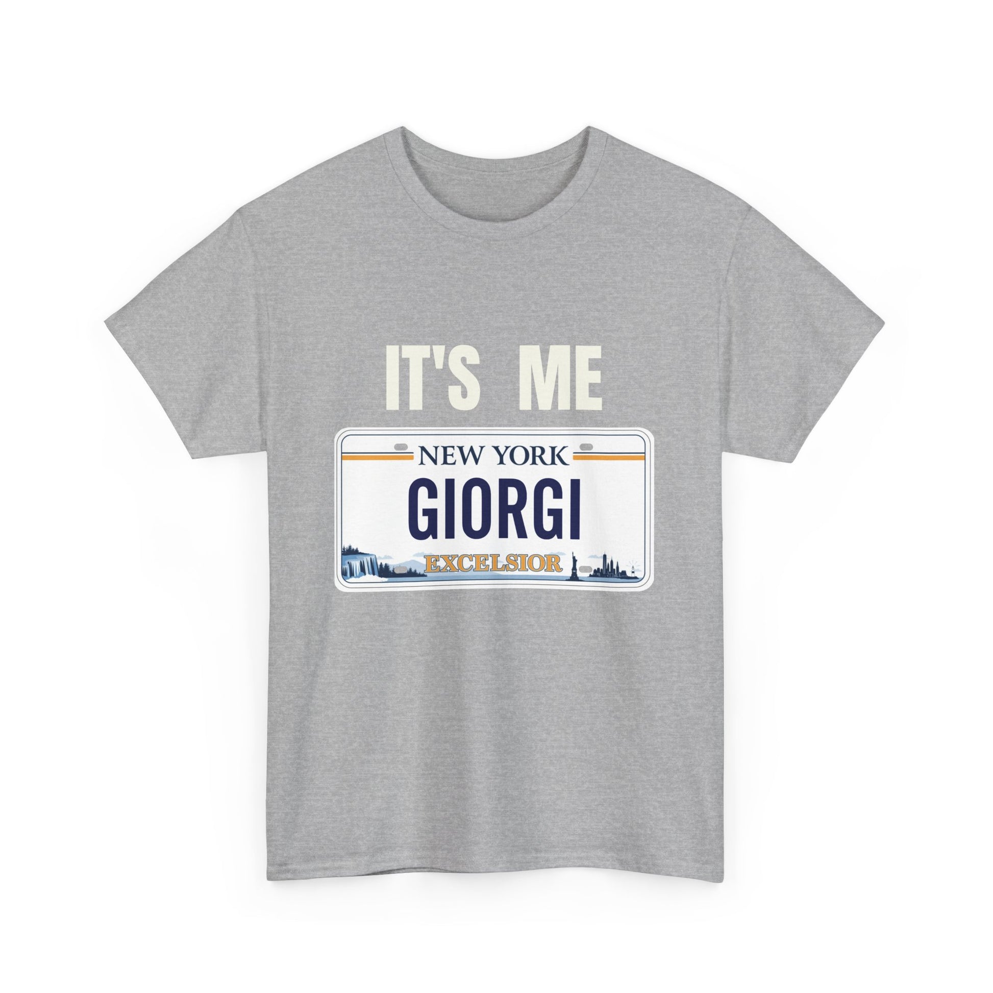Personalized NY License Plate Tee - It's Me Giorgi Unisex Heavy Cotton T-Shirt