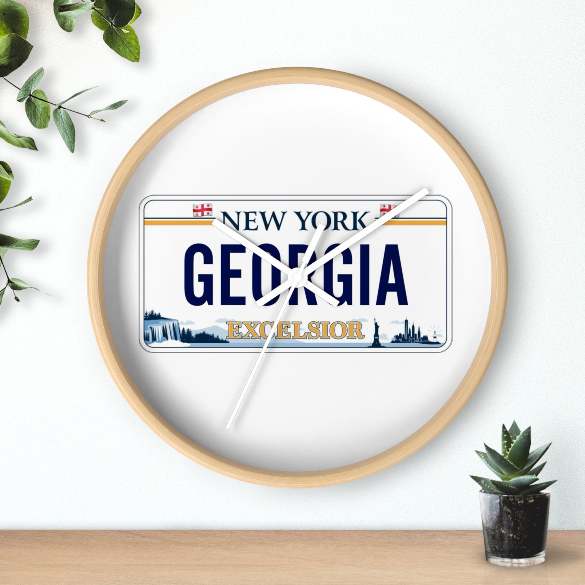 New York Georgia License Plate Wall Clock
