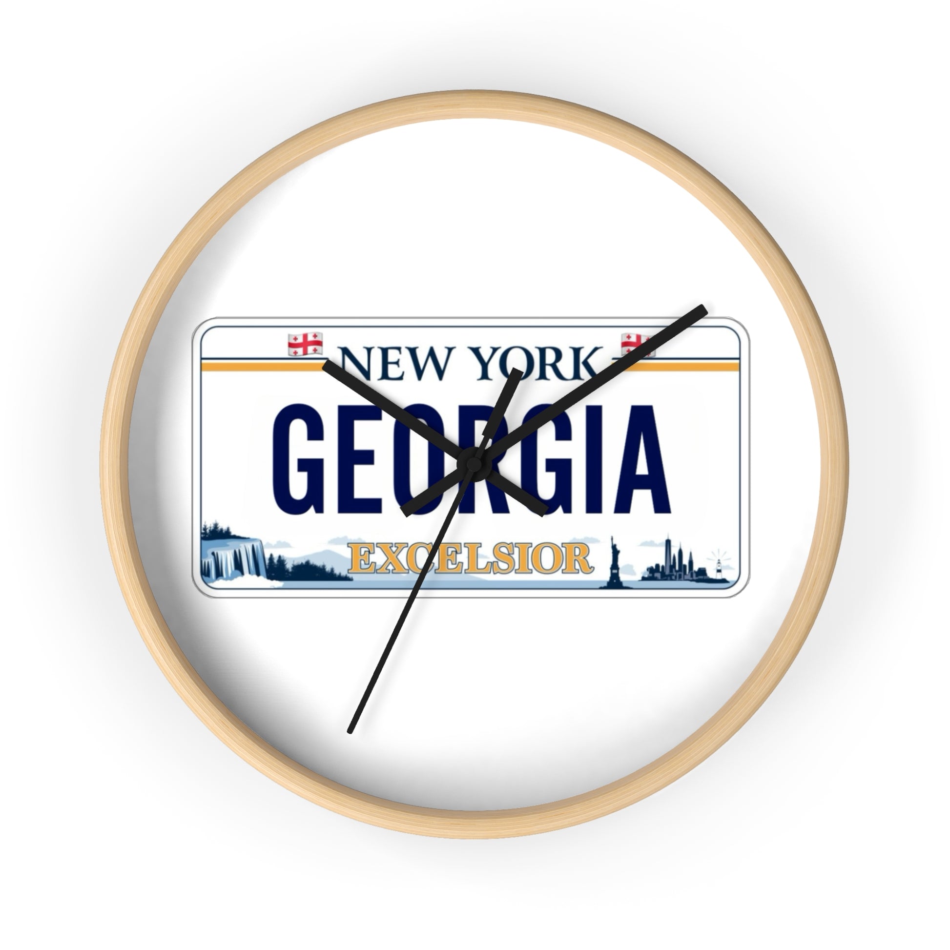 New York Georgia License Plate Wall Clock