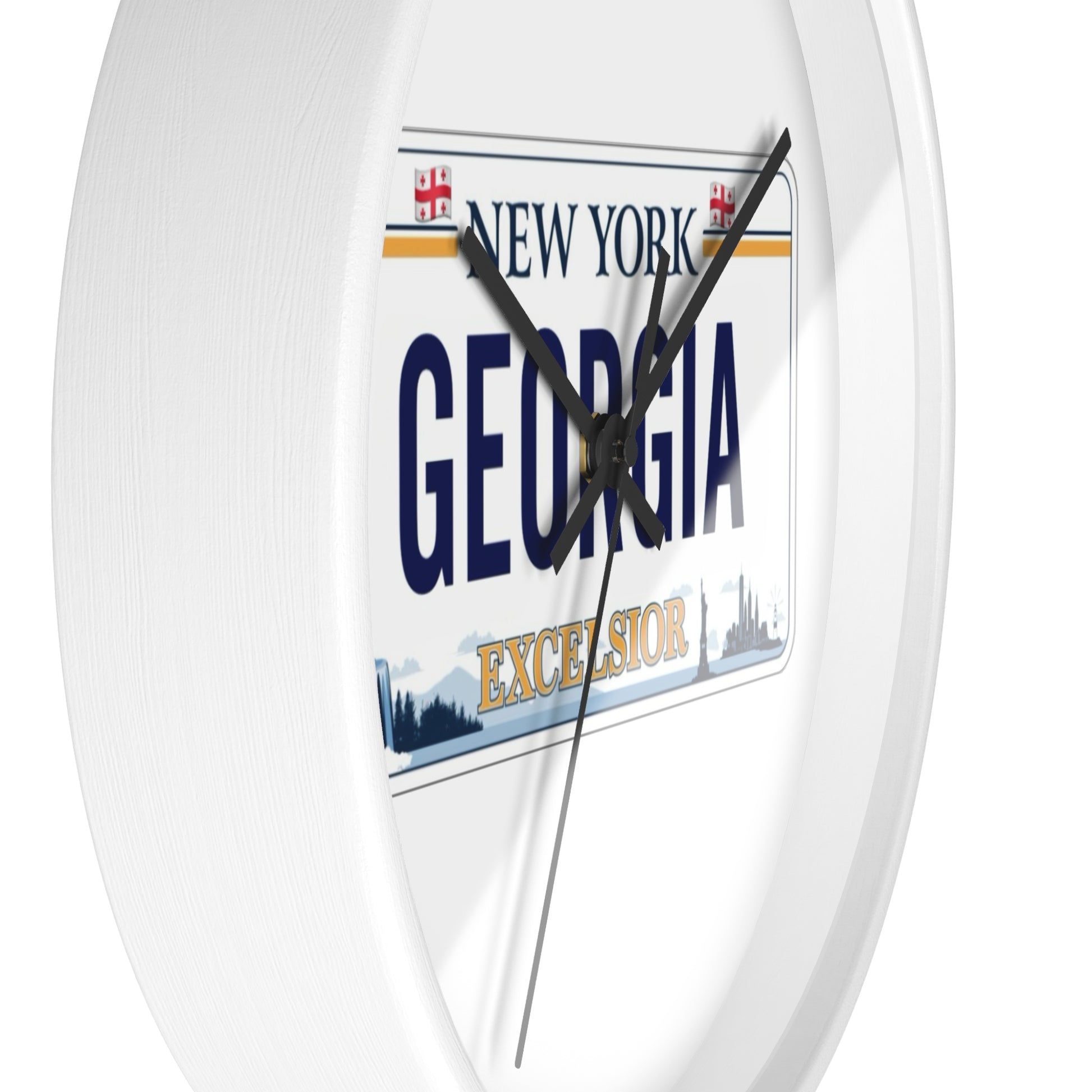 New York Georgia License Plate Wall Clock