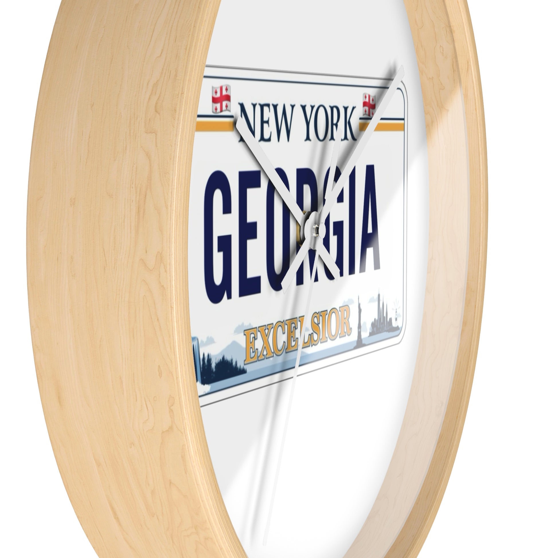 New York Georgia License Plate Wall Clock