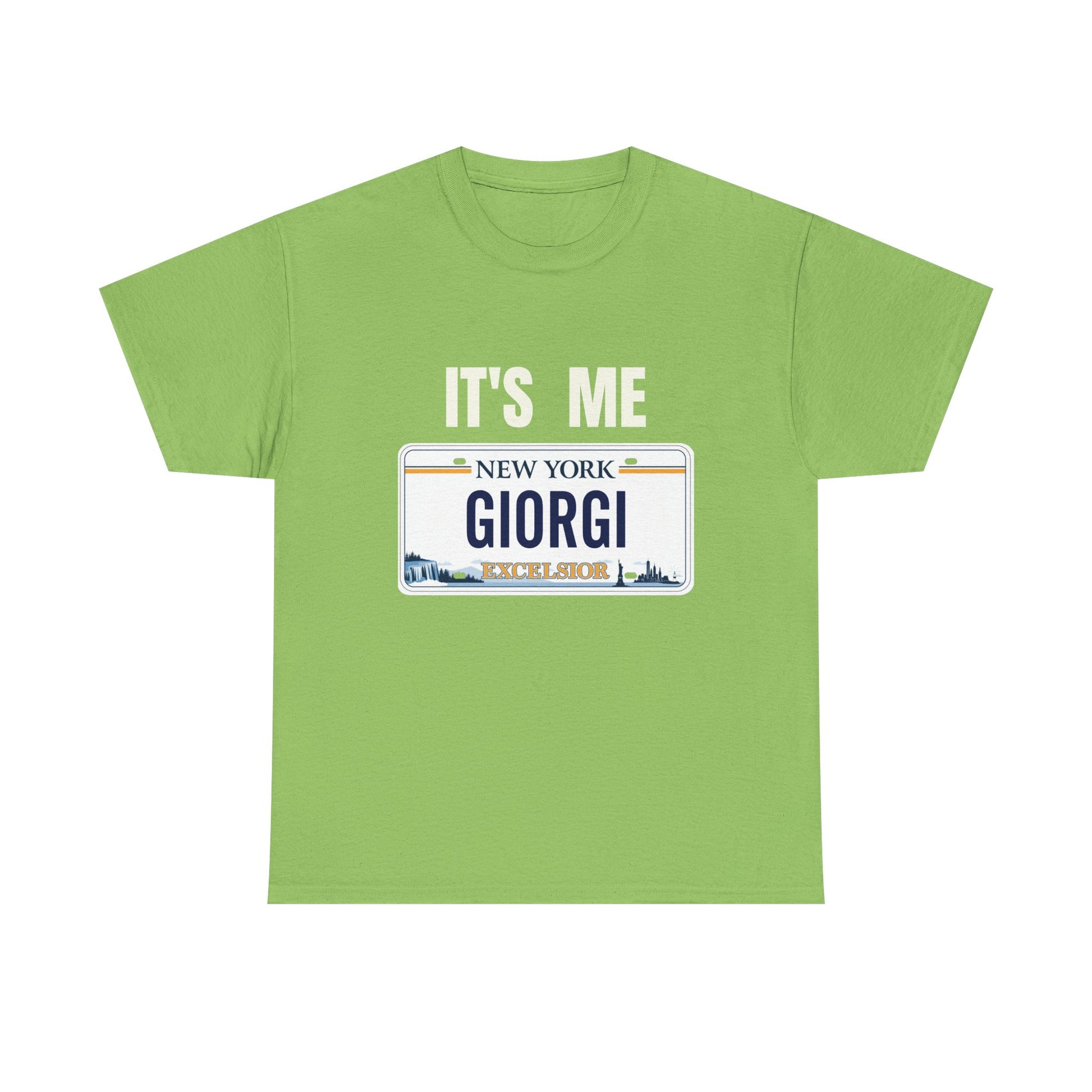 Personalized NY License Plate Tee - It's Me Giorgi Unisex Heavy Cotton T-Shirt