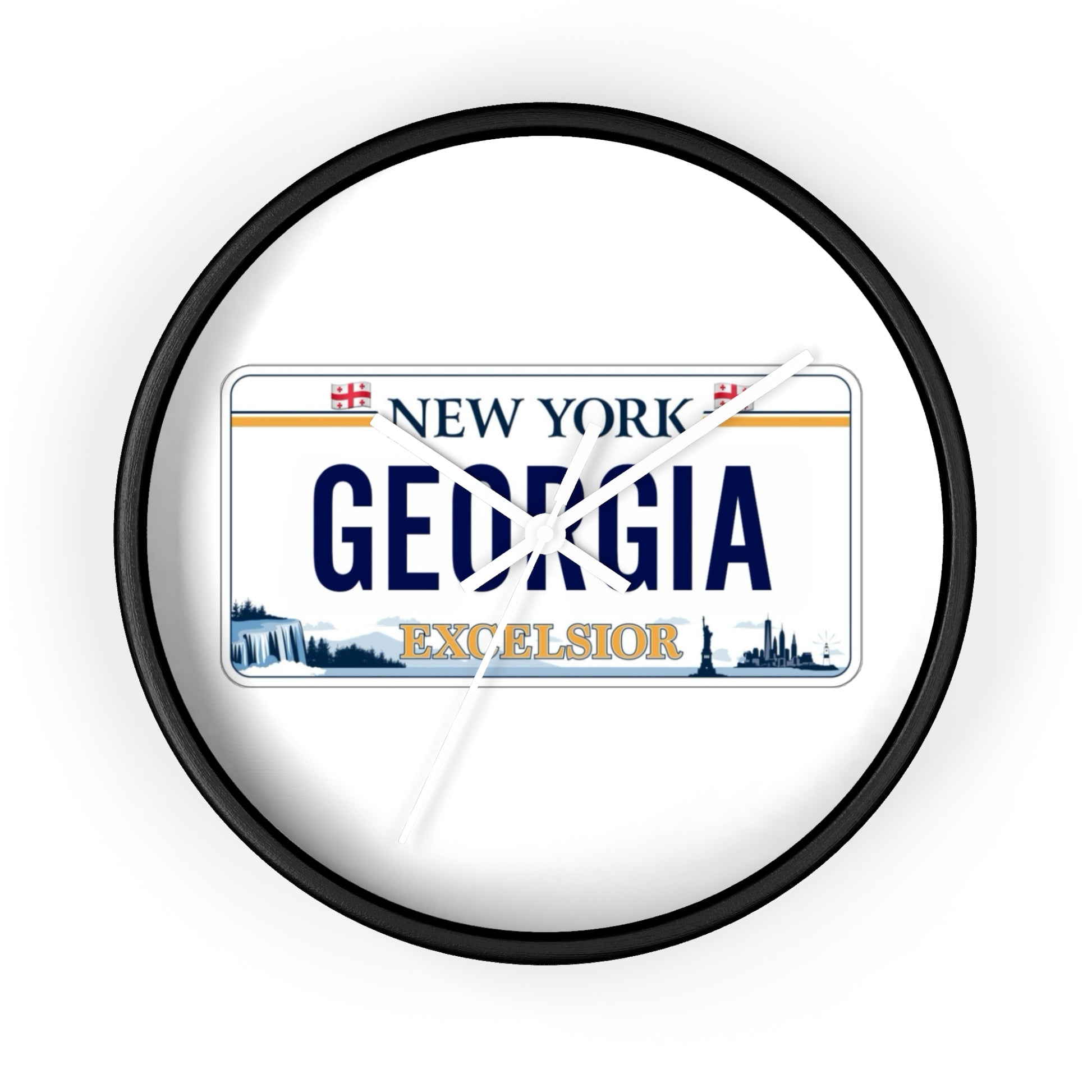 New York Georgia License Plate Wall Clock