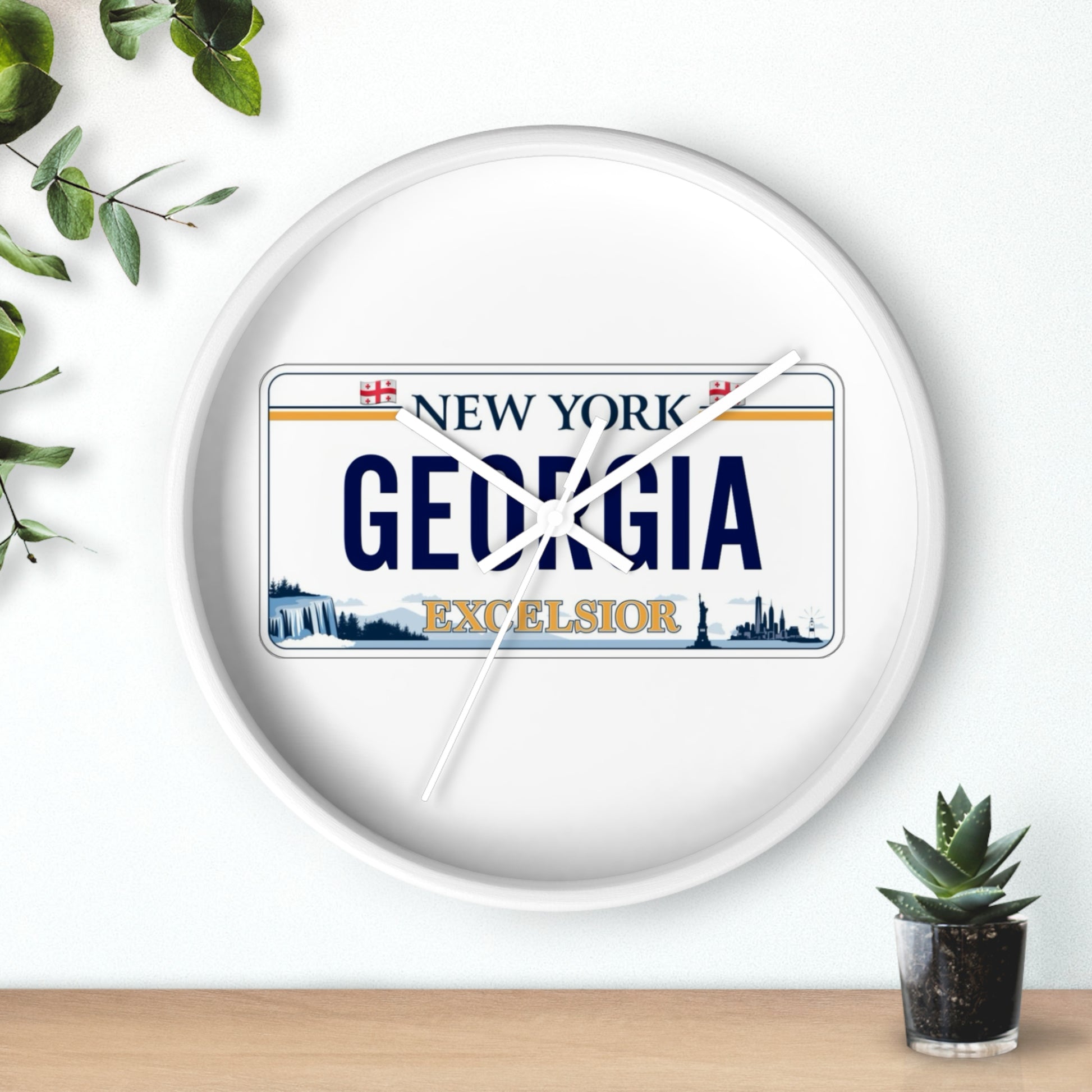 New York Georgia License Plate Wall Clock